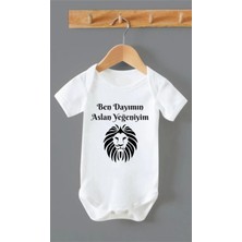 Outdoor One Organik Pamuk Ben Dayımın Aslan Yeğeniyim 2 Baskılı Bebek Body Badi Çıtçıtlı Zıbın Zbn203