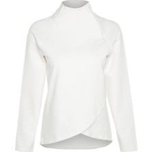 FRM Kadın Moda Regular Dik Yaka Reglan Kol Regular Kaymak I Pamuklu Fermuar Detaylı Örme Spor Sweatshirt