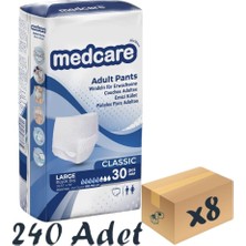 Medcare Classic Emici Külot - Yetişkin Hasta Bezi - 5,5 Damla - Large Beden - 30'lu Paket x 8 Adet