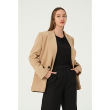 Bolivente Camel Regular Astarlı Dokuma Blazer Ceket