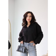 Fermuar Detaylı Modern Kadın Sweatshirt