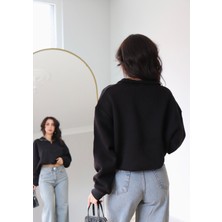 Fermuar Detaylı Modern Kadın Sweatshirt