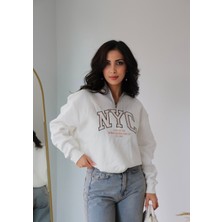 Fermuar Detaylı Modern Kadın Sweatshirt
