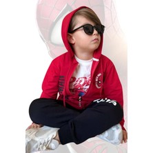 Erkek Çocuk Marvel Spider-Man 3 Lü Kapşonlu Set Örümcek Adam Eşofman Takımı - 2 Iplik Likralı Kumaş