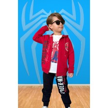 Erkek Çocuk Marvel Spider-Man 3 Lü Kapşonlu Set Örümcek Adam Eşofman Takımı - 2 Iplik Likralı Kumaş