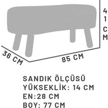 Zem Scala Sandıklı Bohem Ahşap Ayaklı Puf/Bench, Beyaz