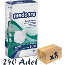 Medcare Classic Emici Külot - Yetişkin Hasta Bezi - 5,5 Damla - Xlarge Beden - 30'lu Paket x 8 Adet