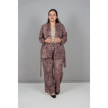 Truva Xxl Büyük Beden Dalgıç Kumaş Ceket Pantolon Takım Leopar