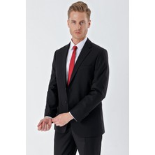 İmza Siyah Gabardin Mono Yaka 6 Drop Comfort Fit Rahat Kesim Basic Takım Elbise 1001245010