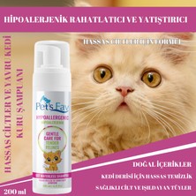 Pets Fav Hipoalerjenik Hassas Ciltler Için Doğal ve Organik Kuru Köpük Yavru Kedi Şampuanı