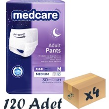 Medcare Maxi Emici Külot - Yetişkin Hasta Bezi - Medium Beden - 8 Damla - 30'lu Paket x 4 Adet