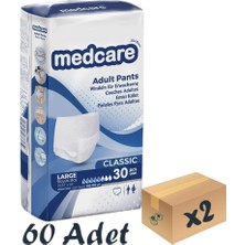 Medcare Classic Emici Külot - Yetişkin Hasta Bezi - 5,5 Damla -  Large Beden - 30'lu Paket x 2 Adet