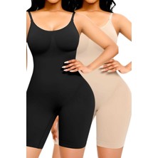 Uniquetrenders Kadın Dikişsiz Ince Askılı Toparlayıcı Tam Boy Korse 2'li Set