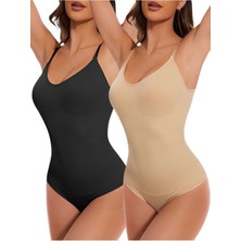 Uniquetrenders Kadın Dikişsiz Toparlayıcı Çıtçıtlı Ip Askılı Slip Body  Korse 2'li Set
