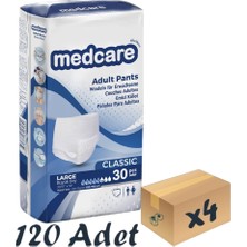 Medcare Classic Emici Külot - Yetişkin Hasta Bezi - 5,5 Damla - Large Beden - 30'lu Paket x 4 Adet