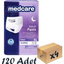 Medcare Maxi Emici Külot - Yetişkin Hasta Bezi - Xlarge Beden - 8 Damla - 30'lu Paket x 4 Adet