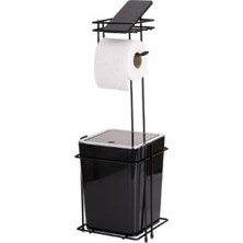 Royaleks Group Ayaklı Çöp Kovalı Banyo Seti Siyah Krom Royaleks-ACERO-20340