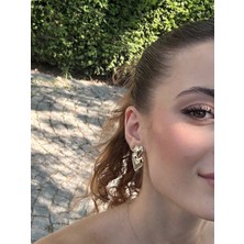 Nice Boutique 2 Sıra Bombeli Gold Çelik Küpe