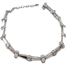 Defne Silver Bety Taşlı Şerit Bileklik