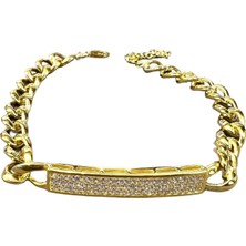 Defne Silver Taşlı Plaka Bileklik