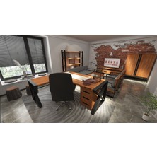Deryawood Gold Dogal Ahşap Modüllü Ofis Masası -Çalışma Masası-200*85-80*75 cm