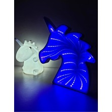 Işık Kasabası Beyaz Unicorn ve Mavi Aynalı Led'li Unicorn Hediye Kutusu Gece Lambası