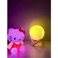 Işık Kasabası LED Işıklı Küre ile Rcb Renk Değiştiren Damla Silikon Hello Kitty Gece Lambası Hediye Kutusu