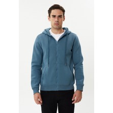 Esw 2889-Y Kapşonlu Fermuarlı Erkek Sweat Ceket