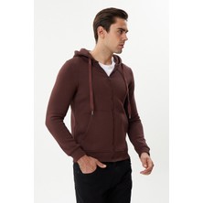 Esw 2889-Y Kapşonlu Fermuarlı Erkek Sweat Ceket