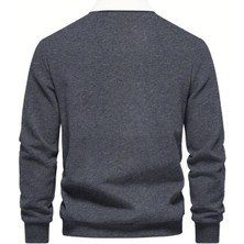 Ghassy Co. Erkek Retro Renk Bloklu Pamuklu Gömlek Yaka Sweatshirt