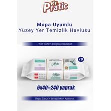 Premium Mandallı Mop Uyumlu Yer Temizlik Havlusu Beyaz Sabun Kokulu Iz Bırakmaz 6X40 240 Yaprak