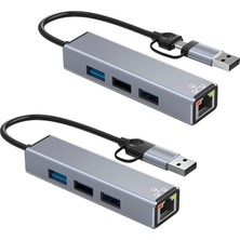 Type C - usb A to 3 port usb 3.0 hub + RJ4 ethernet port HC-78