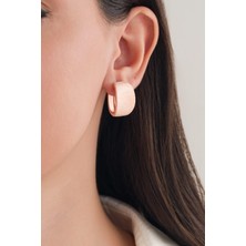 TMT Silver Gümüş Rose Mat Oval Sade Düz Modern Küpe