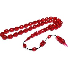 Tesbih Rüyası Ateş Kehribar Tesbih Kırmızı Renk Usta Işçilikli Halkalı