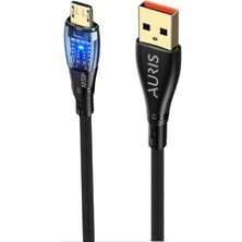 Auris 45W USB Micro Şefaf Işıklı Şarj ve Data Kablosu