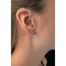 Fiyonk Kuyumculuk 14 Ayar Altın Köşeli Bombeli Orta Halka Küpe