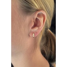 Fiyonk Kuyumculuk 14 Ayar Altın Mini Bombeli Kenar Köşeli Halka Küpe