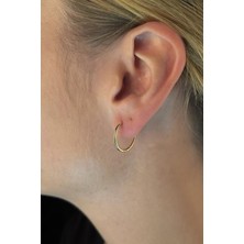 Fiyonk Kuyumculuk 14 Ayar Altın Ince Silindir Halka Küpe Mini