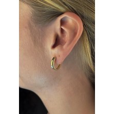 Fiyonk Kuyumculuk 14 Ayar Altın Işıltılı Halka Küpe 4