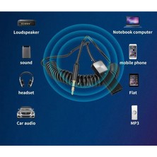 Aux Bluetooth Alıcısı Verici Kablosuz Bt Aux Adaptörü spiral kablolu