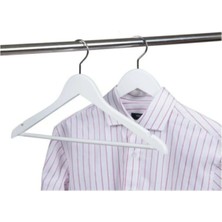 Olgun Home 24 Adet Ahşap Görünümlü Plastik Beyaz Elbise Askısı