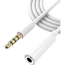 3.5 mm Erkek/Dişi 4 Boğumlu TRRS AUX Stereo Uzatma Kablosu 1m beyaz