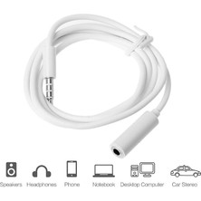 3.5 mm Erkek/Dişi 4 Boğumlu TRRS AUX Stereo Uzatma Kablosu 1m beyaz