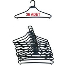 Olgun Home Plastik Siyah Kalın Askı 36 Adet Kıyafet Askısı, Kuru Temizleme Askısı