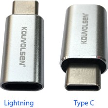 Lightning 8 pin dişi to type c erkek çevirici şarj adaptörü