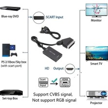 Scart to hdmı çevirici dönüştürücü kablo scart in hdmı out