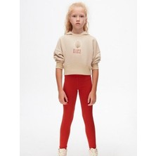 NK Kız Çocuk Pamuklu Orta Kalınlık Kapüşonlu Crop Sweatshirt