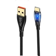 Auris 45W USB Type-C Şefaf Işıklı Şarj ve Data Kablosu