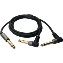 6.3mm stereo erkek  to 2 6.3mm mono 90 derece kablo 1,5m