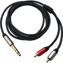 6.3mm stereo erkek TRS to 2 RCA erkek ses Y Splitter kablo 2m